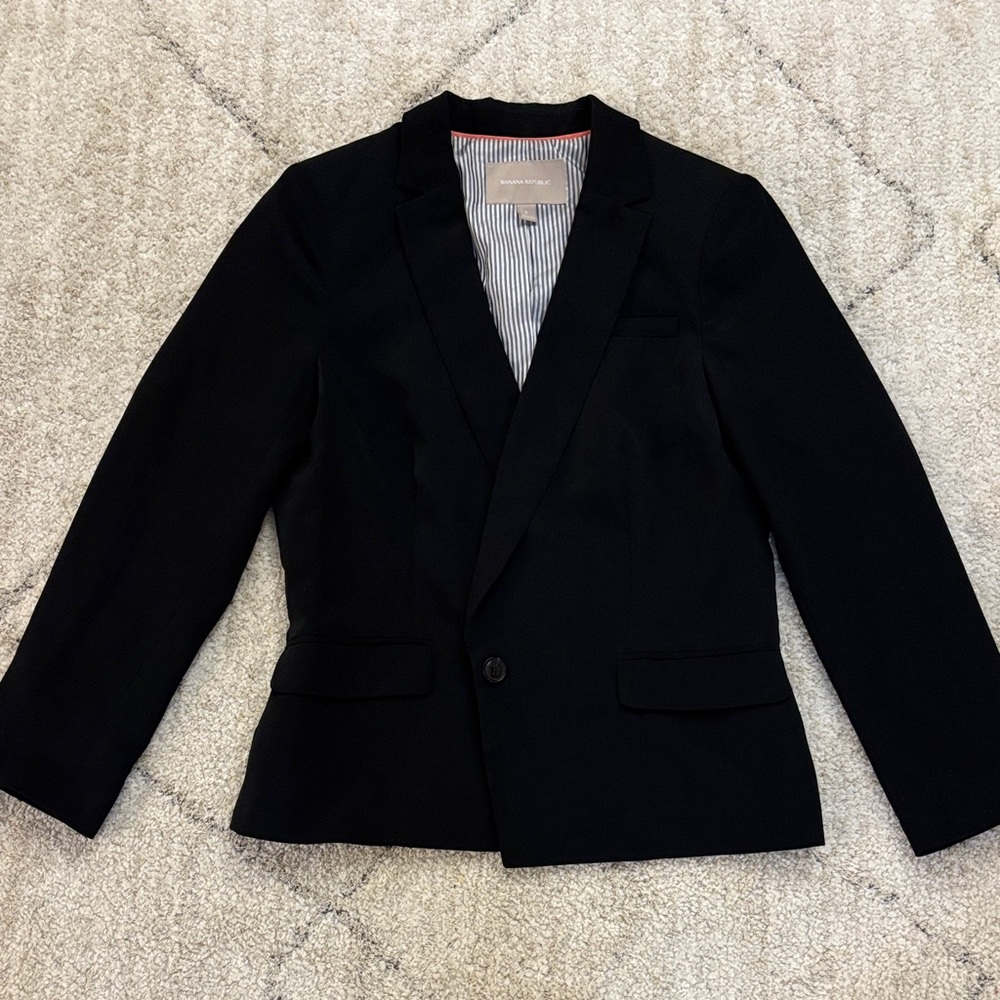 Banana Republic Black Blazer with Striped Lining